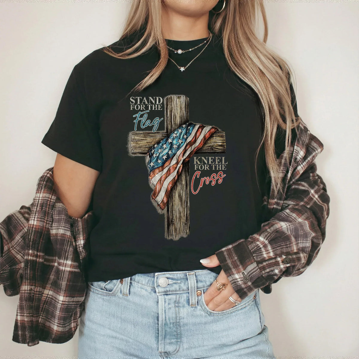 Stand for the Flag Kneel for the Cross – Hold Fast Faith – Unisex Tshirt / Hoodie / Sweatshirt - Faith Guided Life