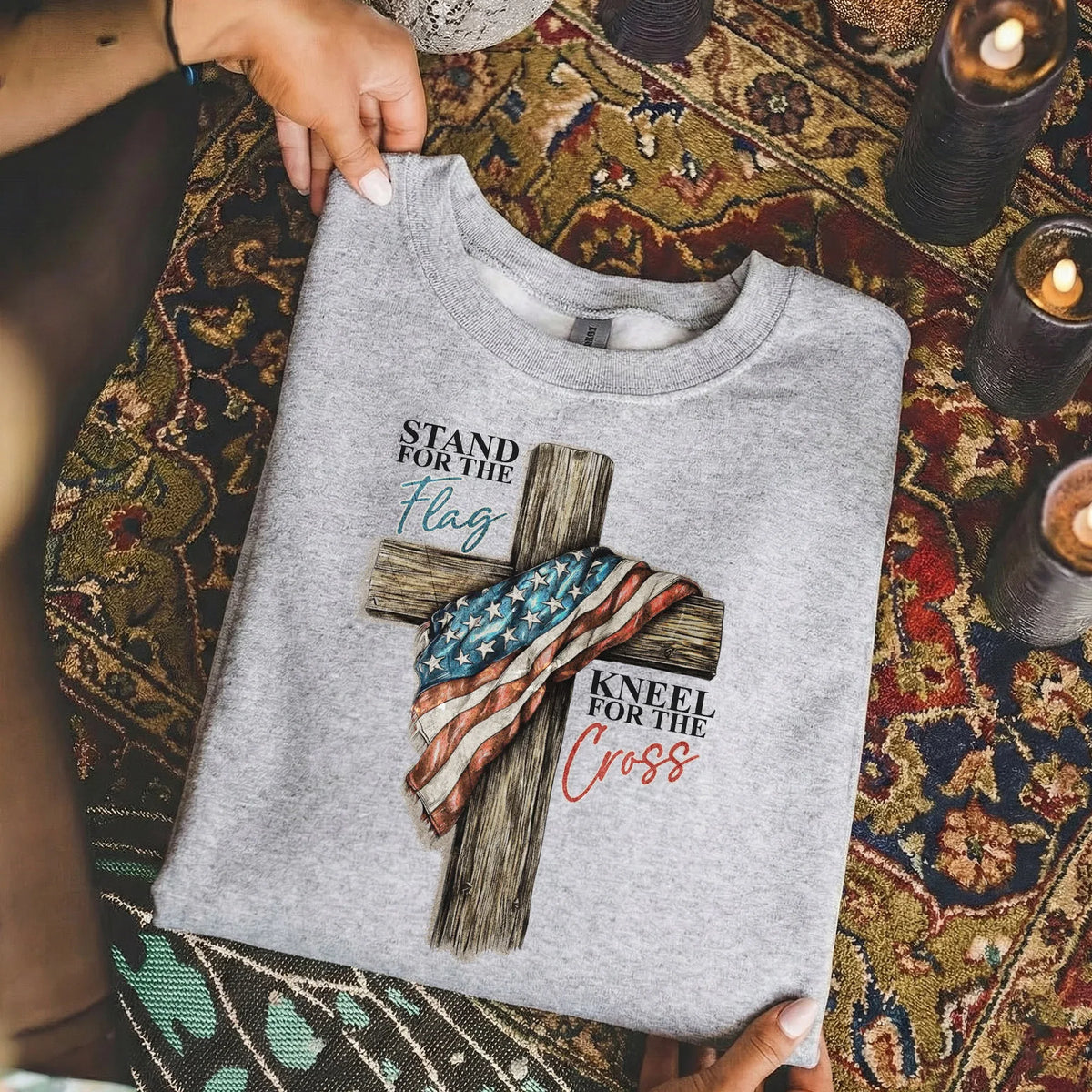 Stand for the Flag Kneel for the Cross – Hold Fast Faith – Unisex Tshirt / Hoodie / Sweatshirt - Faith Guided Life