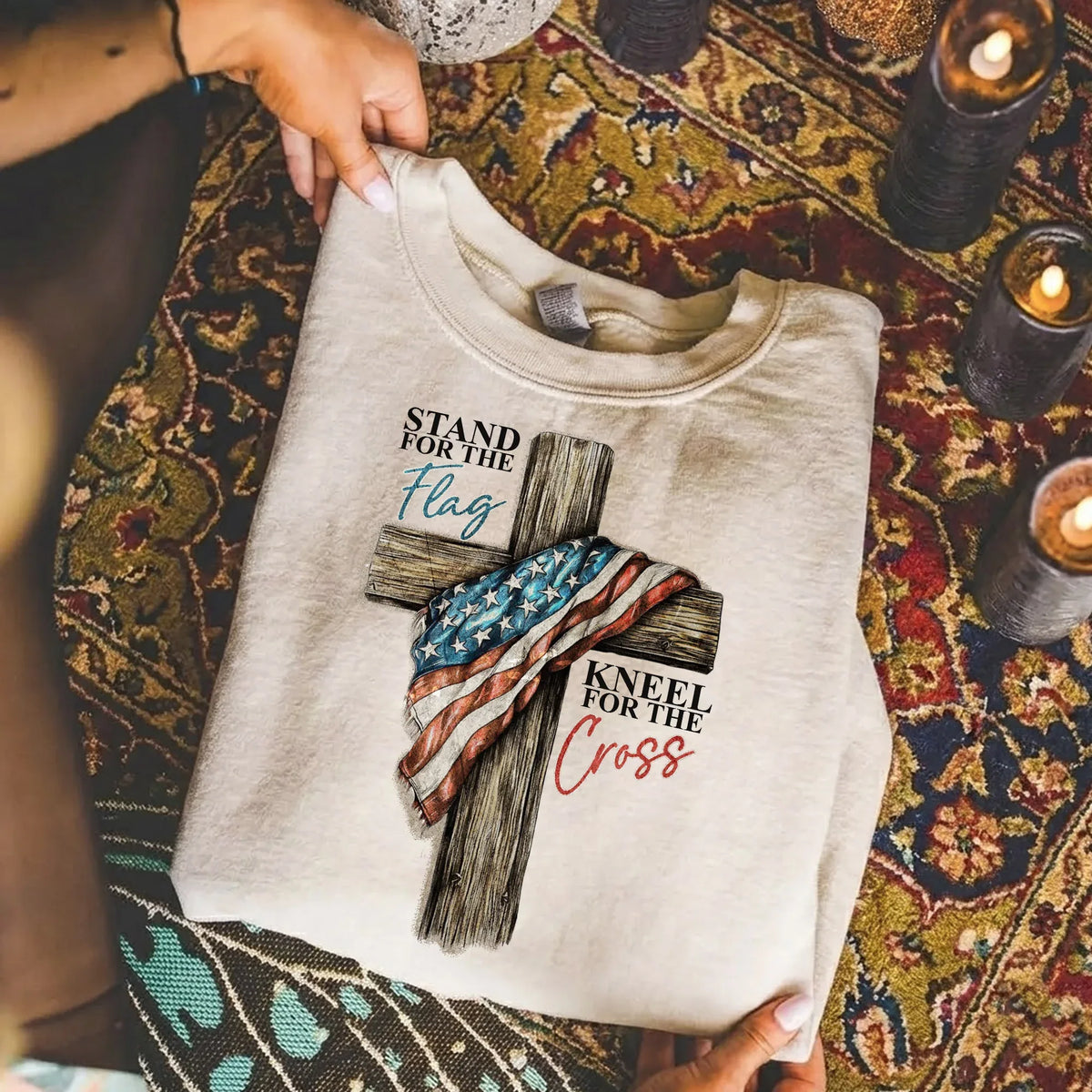 Stand for the Flag Kneel for the Cross – Hold Fast Faith – Unisex Tshirt / Hoodie / Sweatshirt - Faith Guided Life