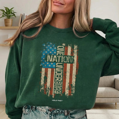 One Nation Under God Cross Flag – Hold Fast Faith – Unisex Tshirt / Hoodie / Sweatshirt - Faith Guided Life