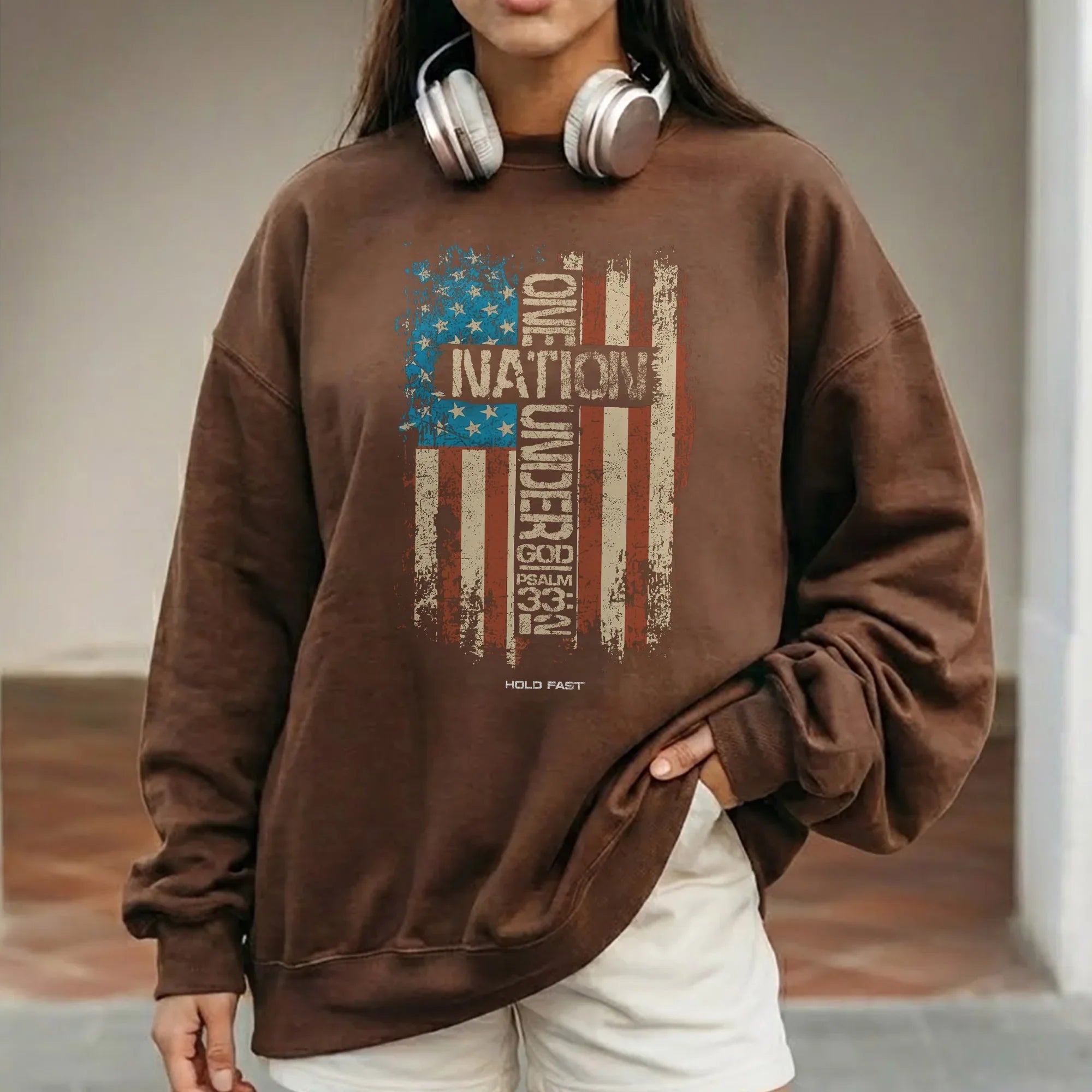 One Nation Under God Cross Flag – Hold Fast Faith – Unisex Tshirt / Hoodie / Sweatshirt - Faith Guided Life