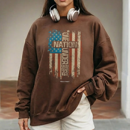 One Nation Under God Cross Flag – Hold Fast Faith – Unisex Tshirt / Hoodie / Sweatshirt - Faith Guided Life
