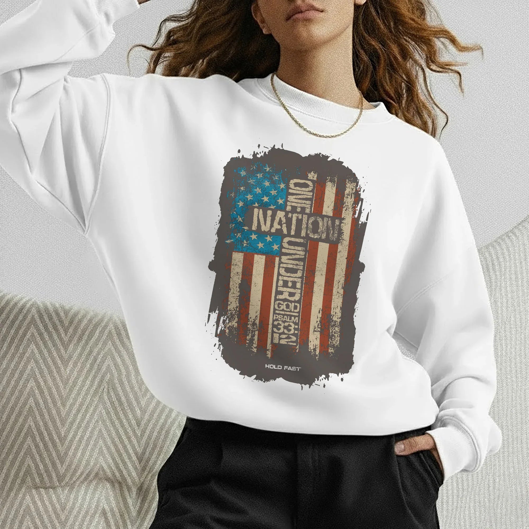One Nation Under God Cross Flag – Hold Fast Faith – Unisex Tshirt / Hoodie / Sweatshirt - Faith Guided Life