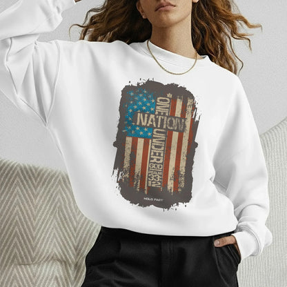 One Nation Under God Cross Flag – Hold Fast Faith – Unisex Tshirt / Hoodie / Sweatshirt - Faith Guided Life