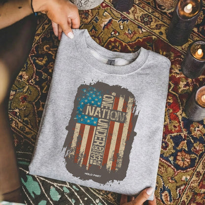 One Nation Under God Cross Flag – Hold Fast Faith – Unisex Tshirt / Hoodie / Sweatshirt - Faith Guided Life