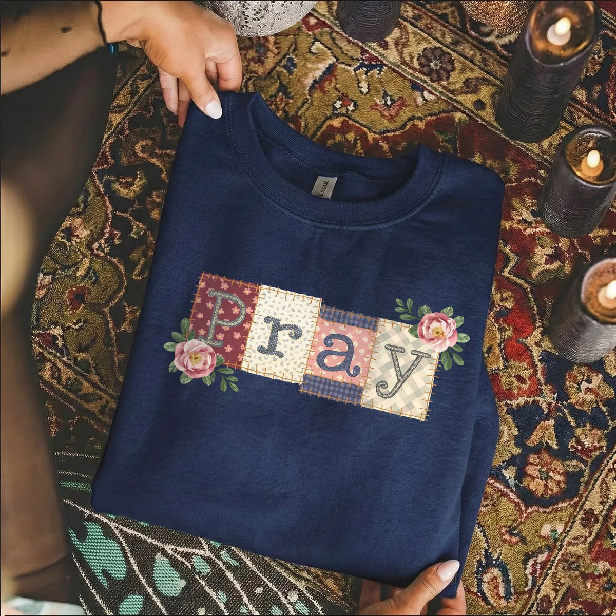 Pray Floral Patchwork – Faith Floral – Unisex Tshirt / Hoodie / Sweatshirt - Faith Guided Life