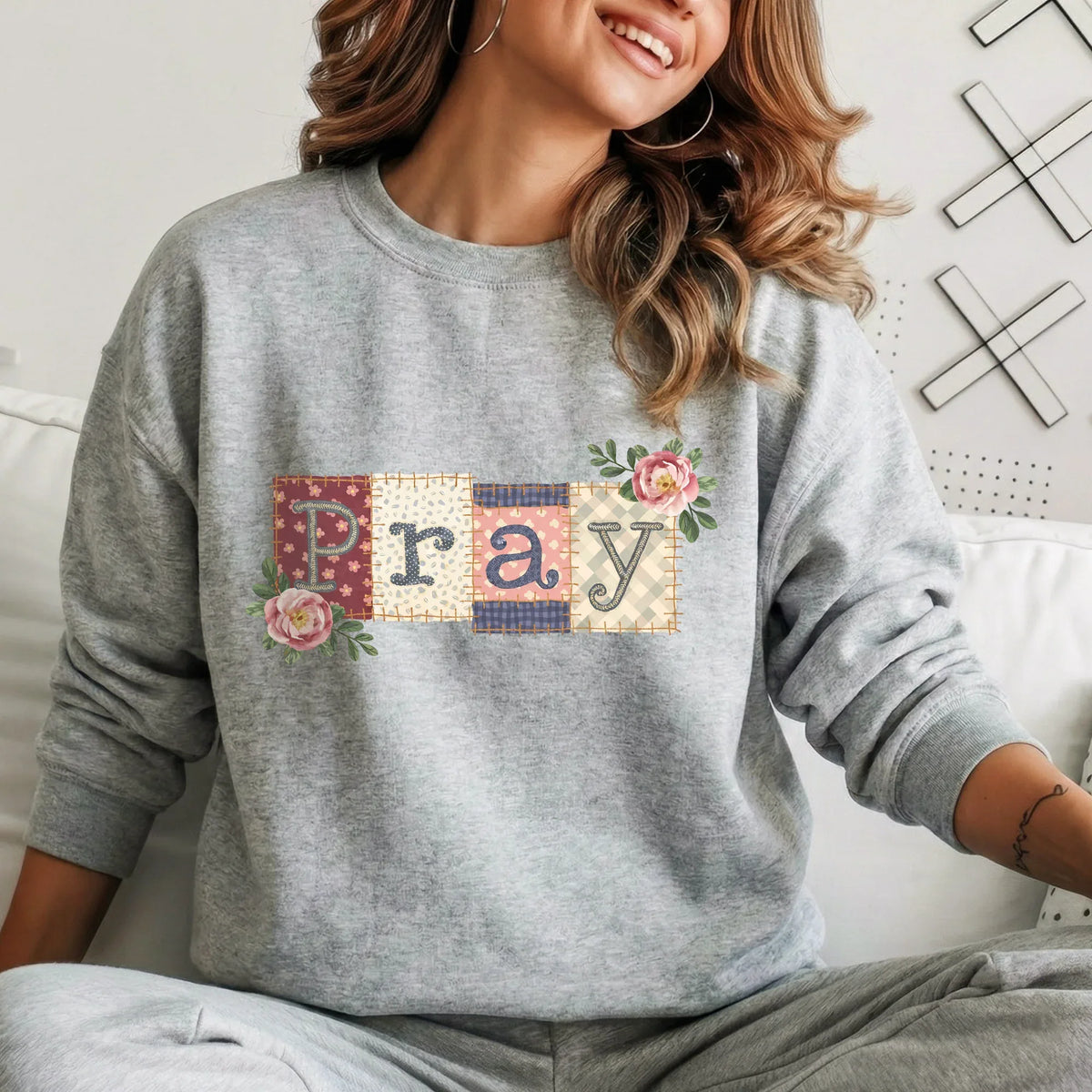 Pray Floral Patchwork – Faith Floral – Unisex Tshirt / Hoodie / Sweatshirt - Faith Guided Life