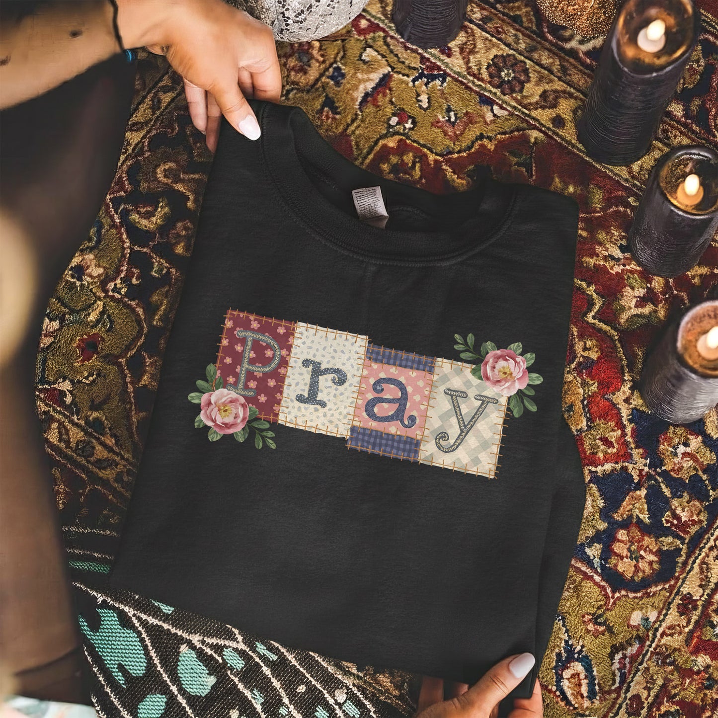 Pray Floral Patchwork – Faith Floral – Unisex Tshirt / Hoodie / Sweatshirt
