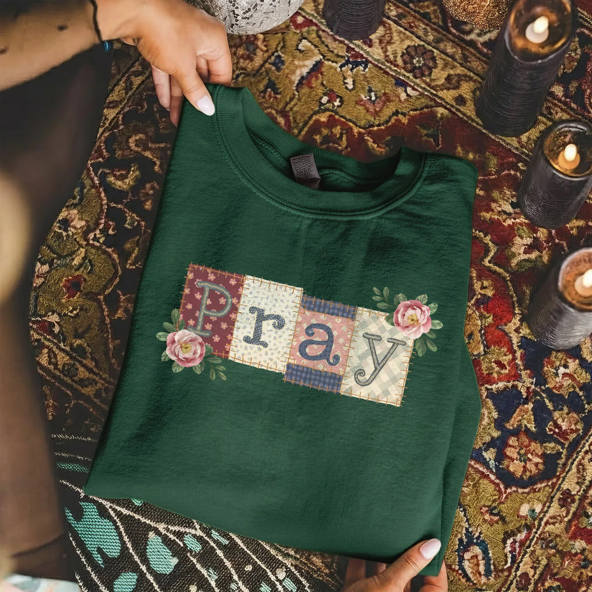 Pray Floral Patchwork – Faith Floral – Unisex Tshirt / Hoodie / Sweatshirt - Faith Guided Life