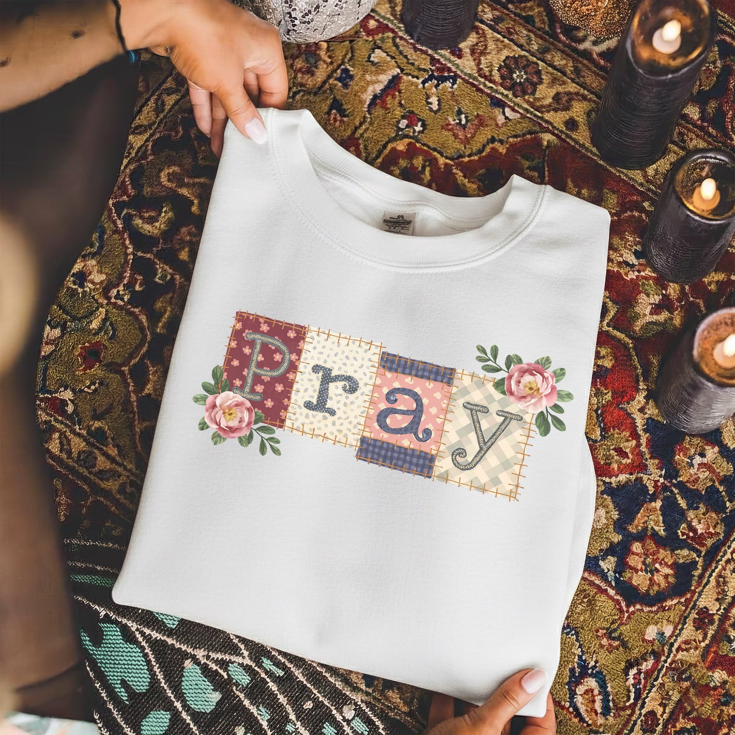 Pray Floral Patchwork – Faith Floral – Unisex Tshirt / Hoodie / Sweatshirt