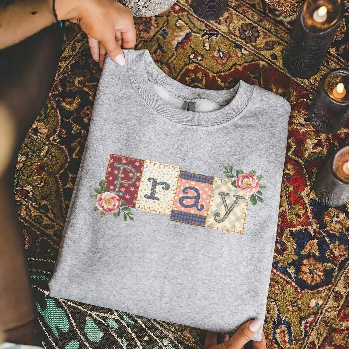 Pray Floral Patchwork – Faith Floral – Unisex Tshirt / Hoodie / Sweatshirt - Faith Guided Life