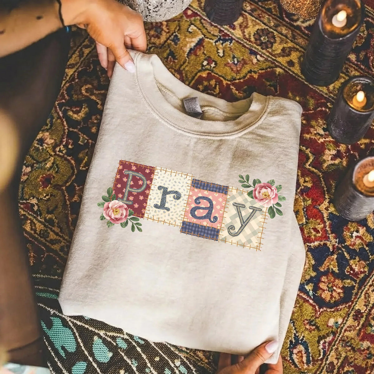Pray Floral Patchwork – Faith Floral – Unisex Tshirt / Hoodie / Sweatshirt - Faith Guided Life