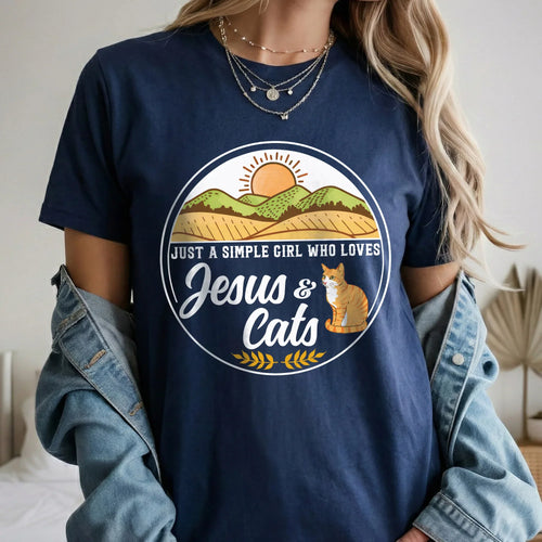Just A Simple Girl: Jesus & Cats – Wild Animals – Unisex Tshirt / Hoodie / Sweatshirt - Faith Guided Life