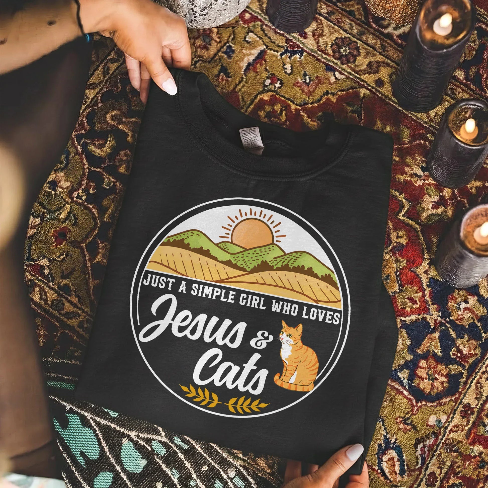 Just A Simple Girl: Jesus & Cats – Wild Animals – Unisex Tshirt / Hoodie / Sweatshirt - Faith Guided Life