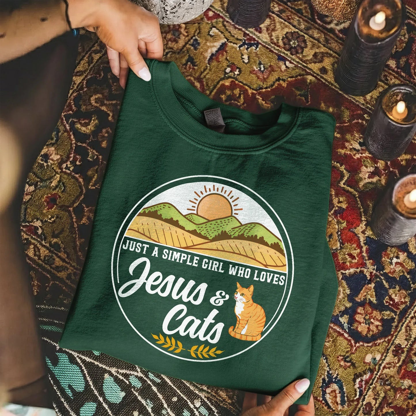 Just A Simple Girl: Jesus & Cats – Wild Animals – Unisex Tshirt / Hoodie / Sweatshirt - Faith Guided Life