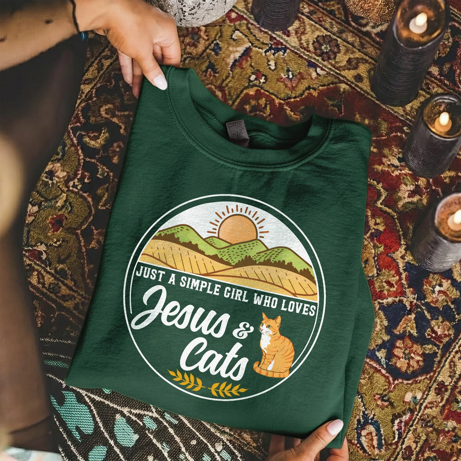 Just A Simple Girl: Jesus & Cats – Wild Animals – Unisex Tshirt / Hoodie / Sweatshirt - Faith Guided Life