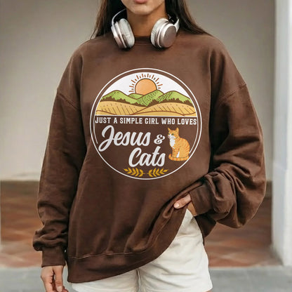 Just A Simple Girl: Jesus & Cats – Wild Animals – Unisex Tshirt / Hoodie / Sweatshirt - Faith Guided Life