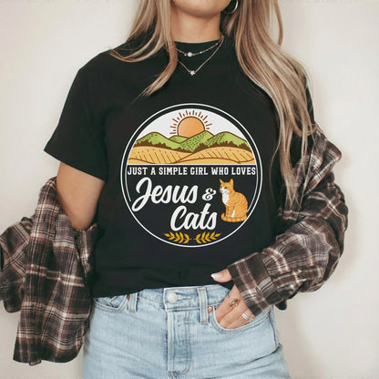Just A Simple Girl: Jesus & Cats – Wild Animals – Unisex Tshirt / Hoodie / Sweatshirt - Faith Guided Life