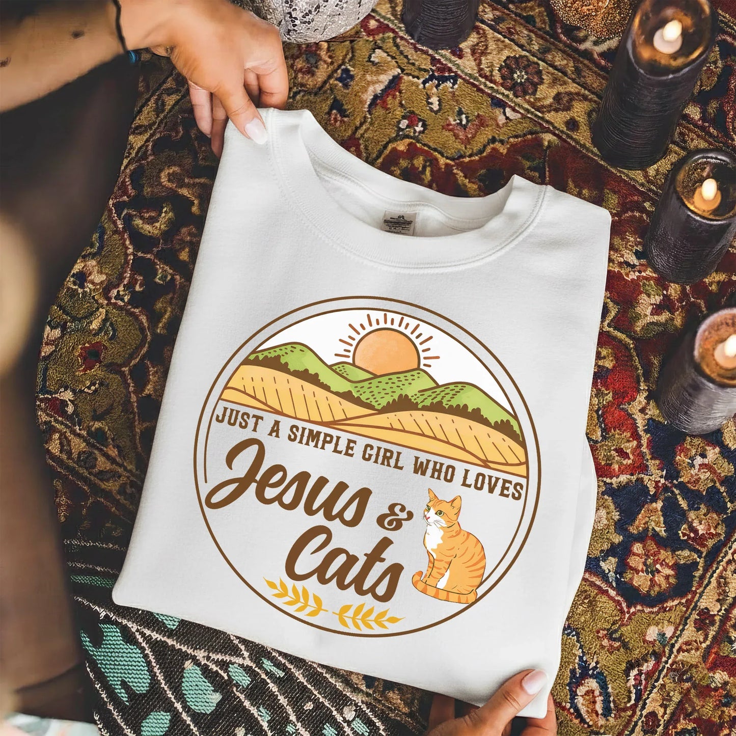 Just A Simple Girl: Jesus & Cats – Wild Animals – Unisex Tshirt / Hoodie / Sweatshirt - Faith Guided Life