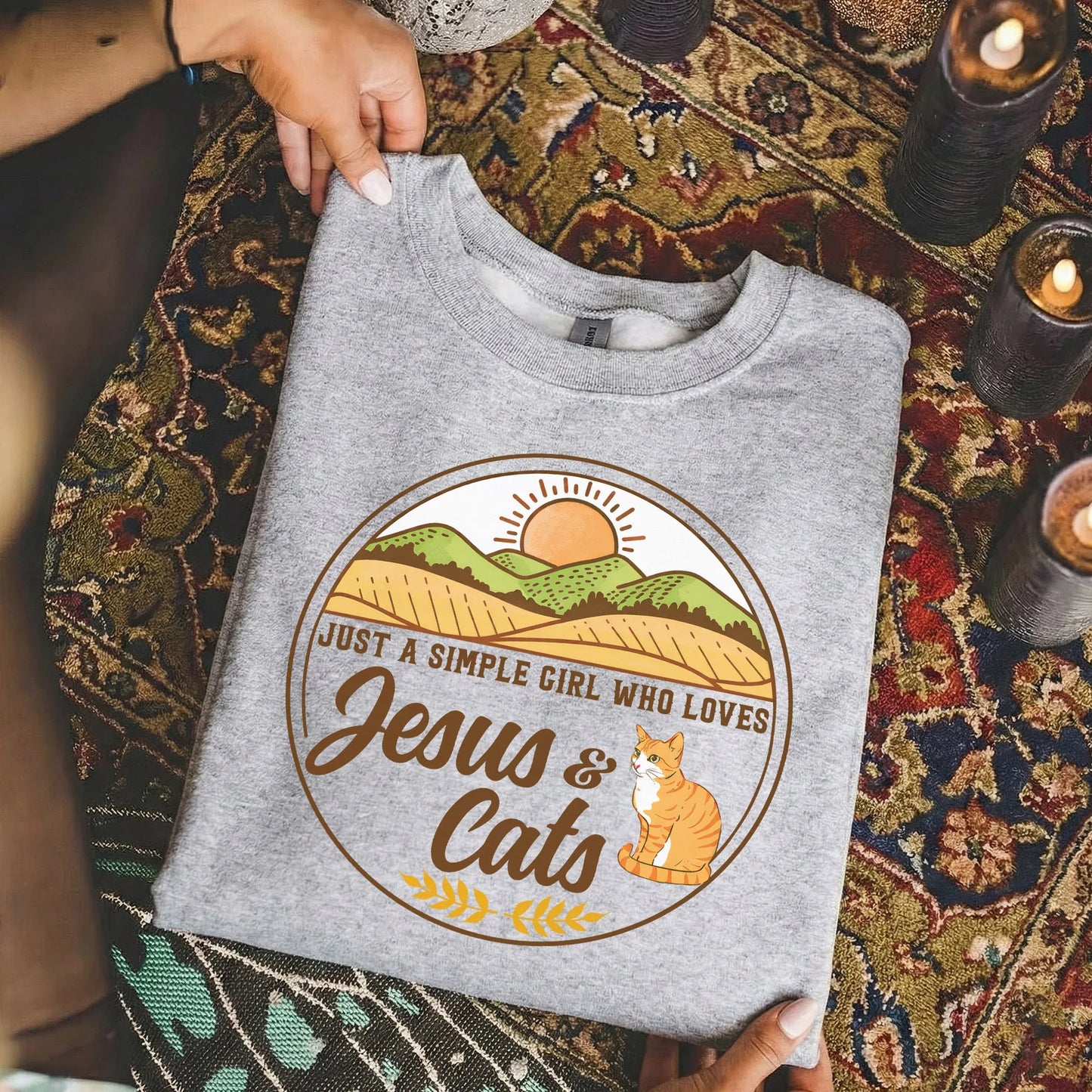 Just A Simple Girl: Jesus & Cats – Wild Animals – Unisex Tshirt / Hoodie / Sweatshirt - Faith Guided Life