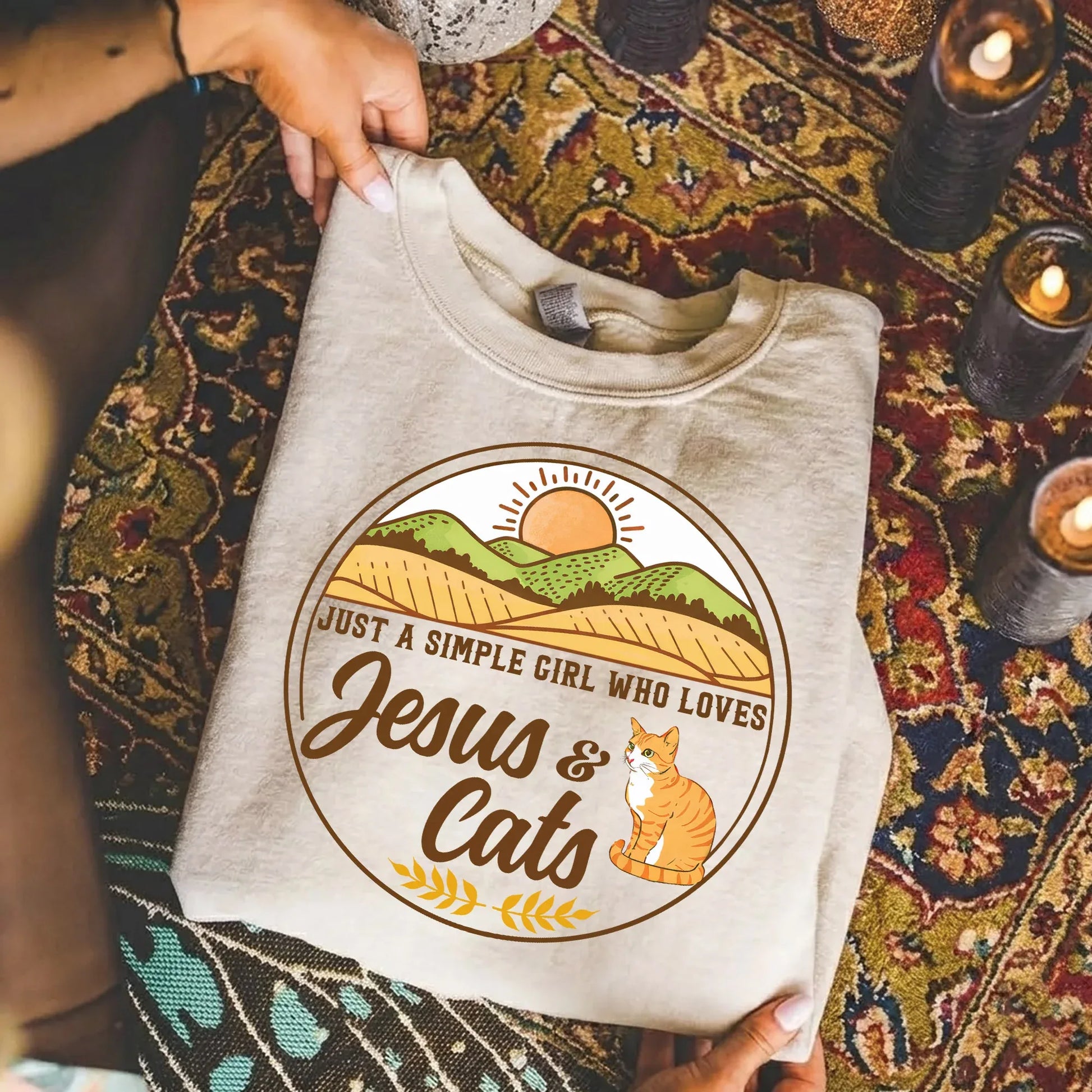 Just A Simple Girl: Jesus & Cats – Wild Animals – Unisex Tshirt / Hoodie / Sweatshirt - Faith Guided Life