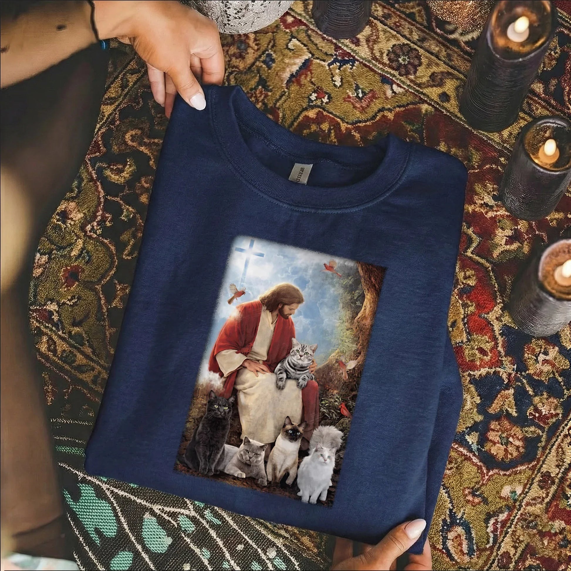 Jesus & His Feline Friends – Wild Animals – Unisex Tshirt / Hoodie / Sweatshirt - Faith Guided Life