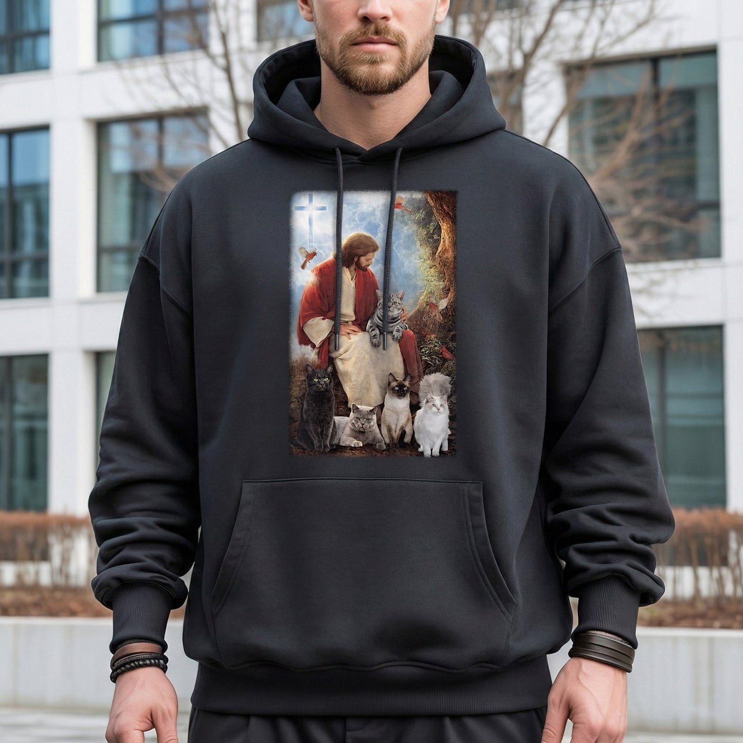 Jesus & His Feline Friends – Wild Animals – Unisex Tshirt / Hoodie / Sweatshirt