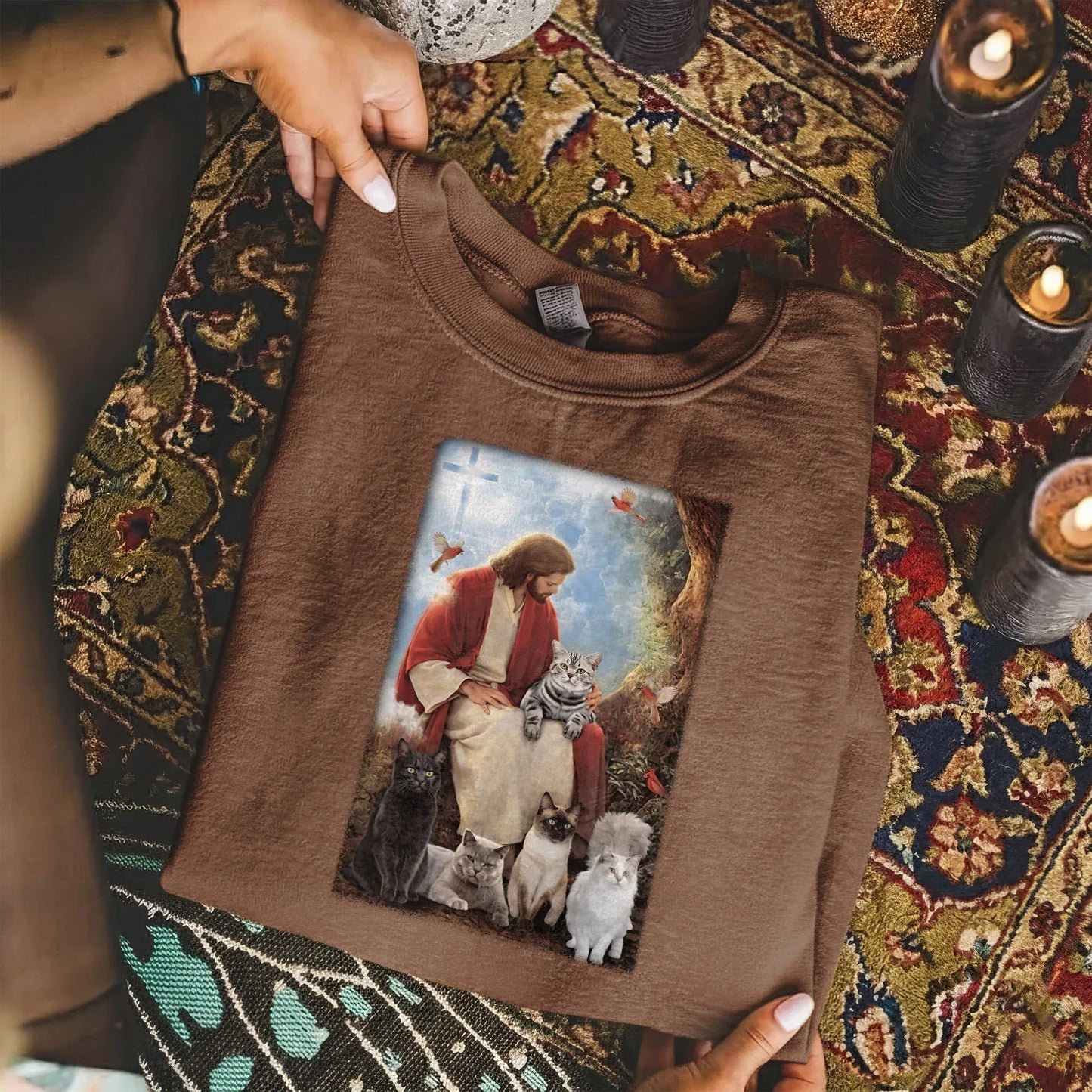 Jesus & His Feline Friends – Wild Animals – Unisex Tshirt / Hoodie / Sweatshirt - Faith Guided Life