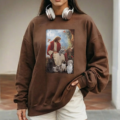Jesus & His Feline Friends – Wild Animals – Unisex Tshirt / Hoodie / Sweatshirt - Faith Guided Life