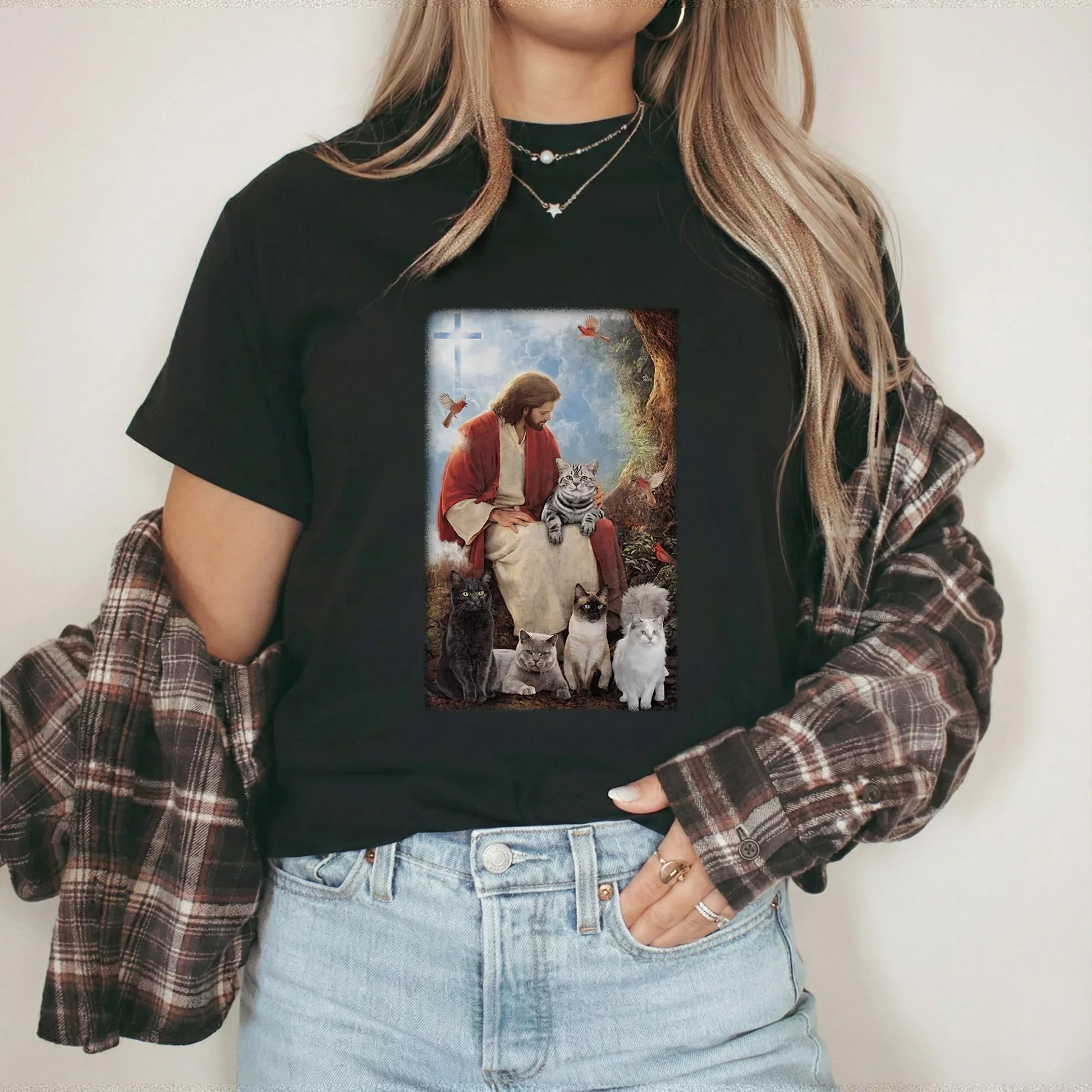 Jesus & His Feline Friends – Wild Animals – Unisex Tshirt / Hoodie / Sweatshirt - Faith Guided Life