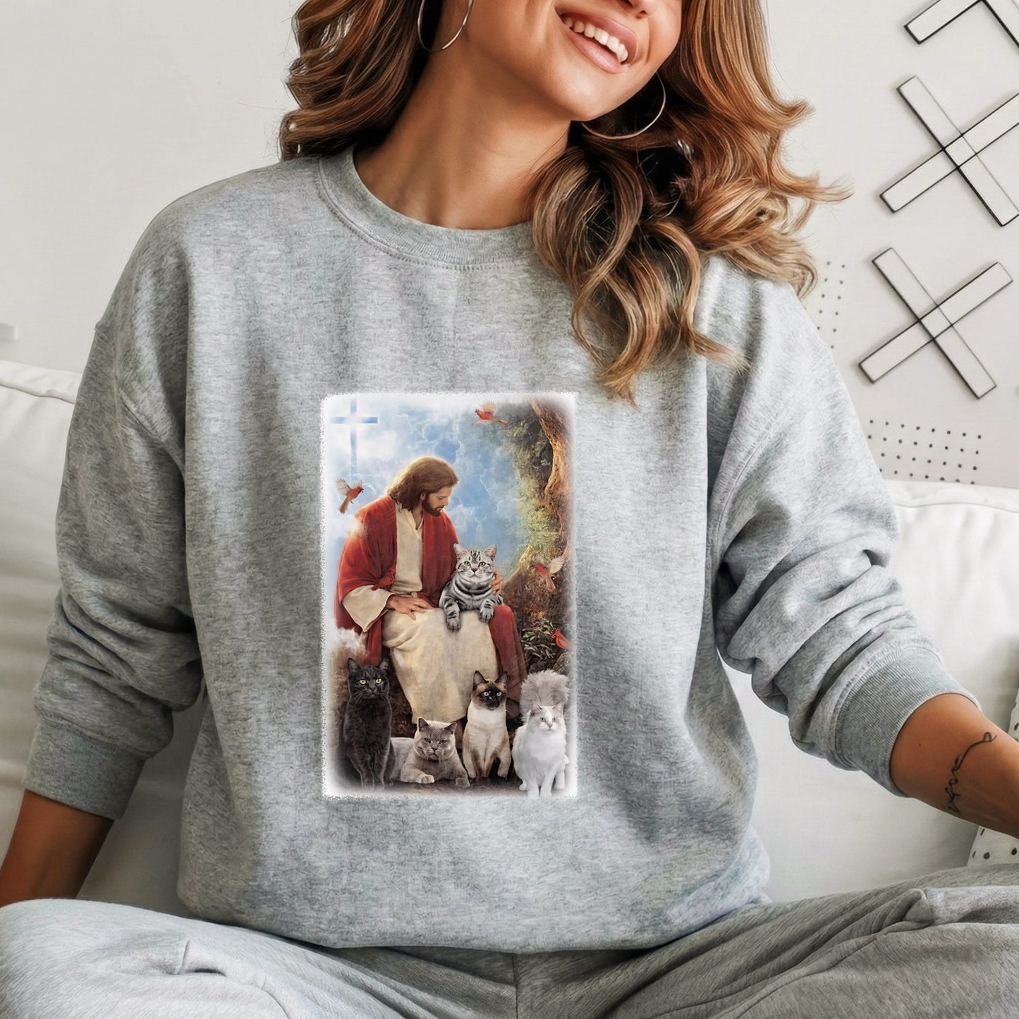 Jesus & His Feline Friends – Wild Animals – Unisex Tshirt / Hoodie / Sweatshirt