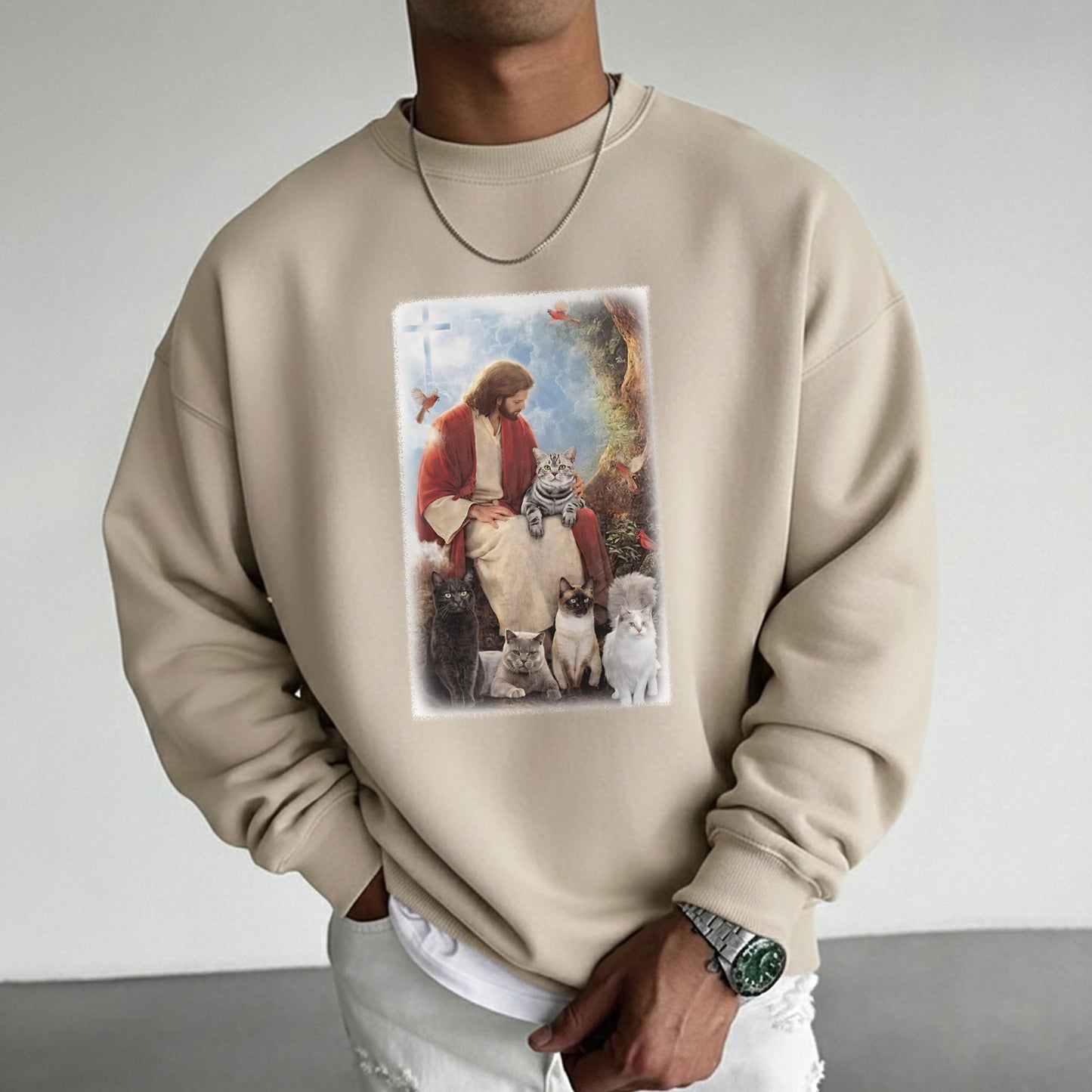 Jesus & His Feline Friends – Wild Animals – Unisex Tshirt / Hoodie / Sweatshirt