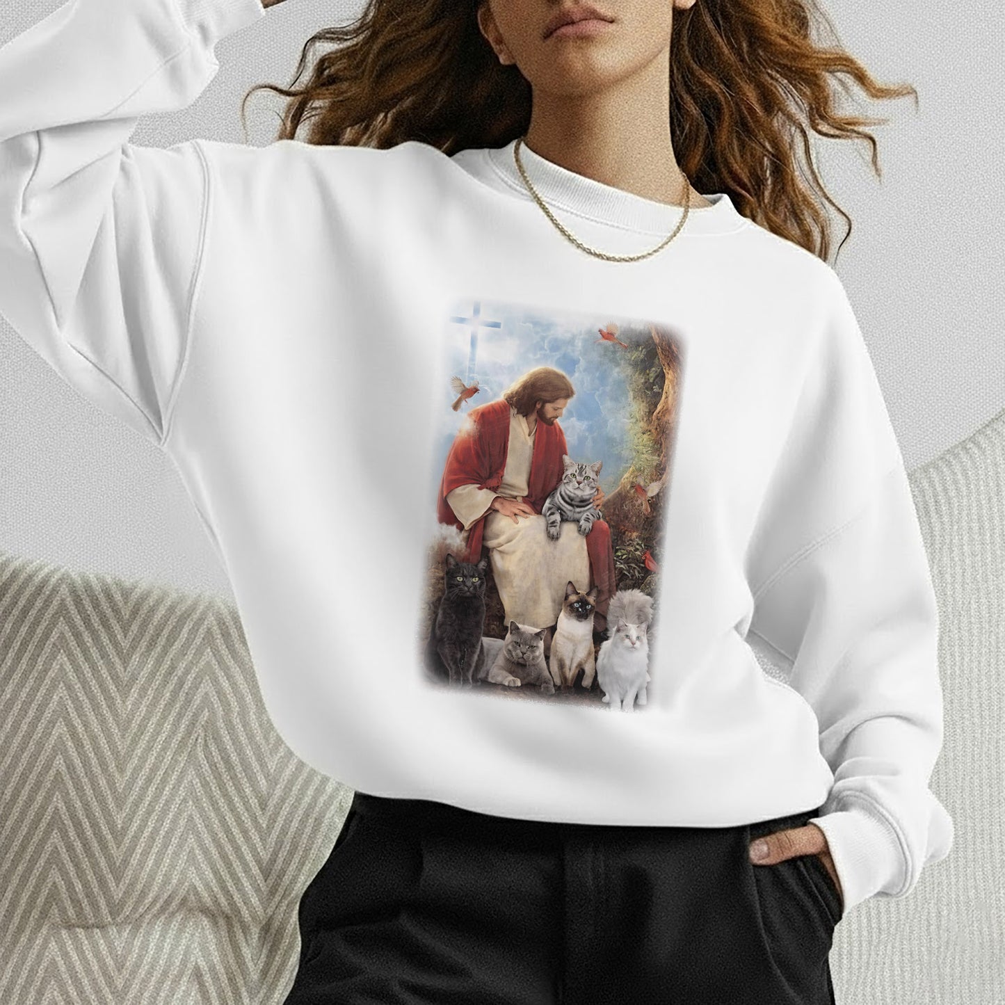 Jesus & His Feline Friends – Wild Animals – Unisex Tshirt / Hoodie / Sweatshirt