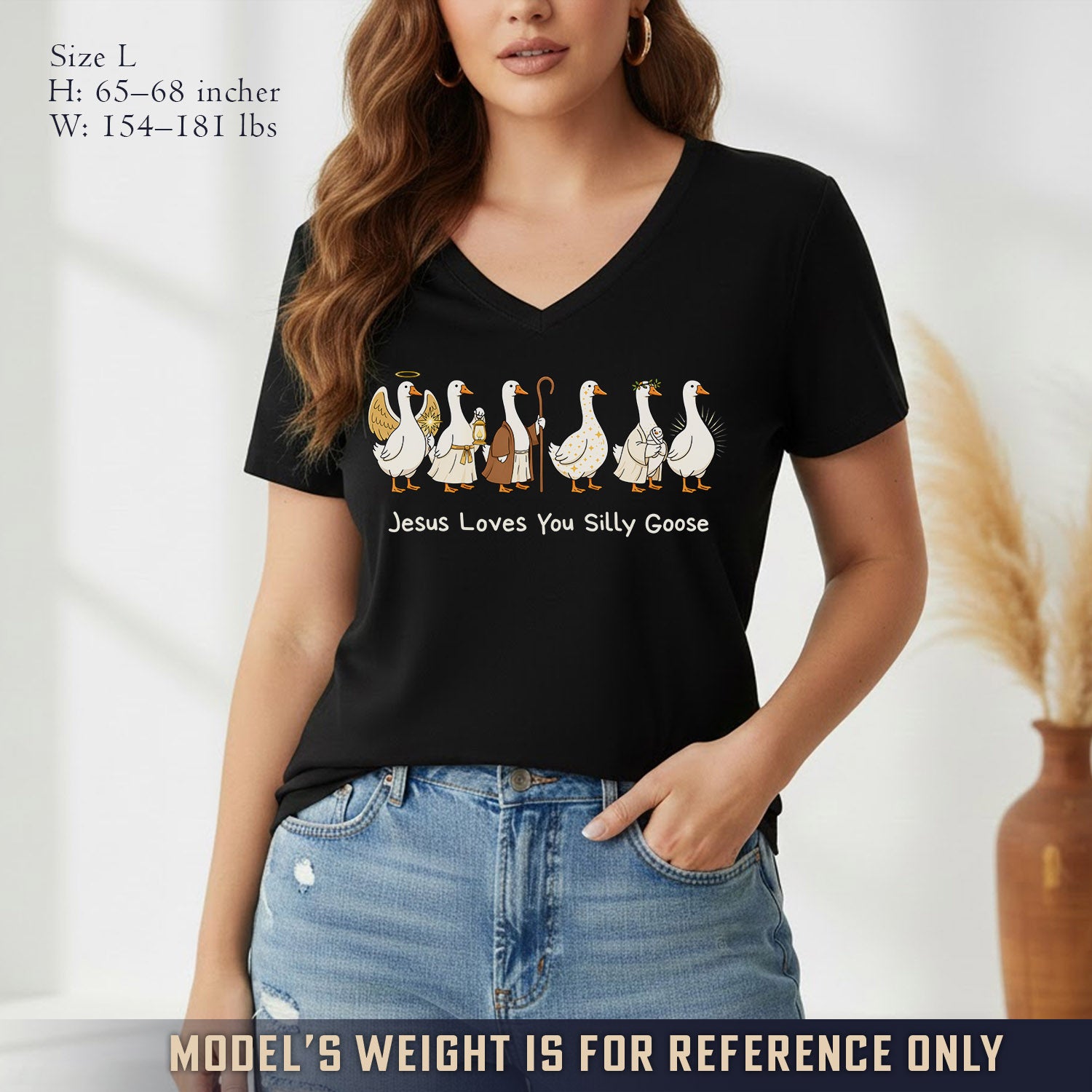 Jesus Loves You Silly Goose  - V-Neck Christian Shirt