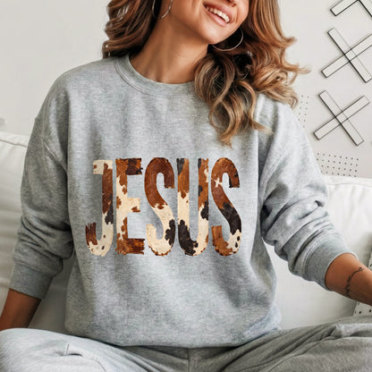 Rustic Faith: The Cow Print Jesus – Christian Patterns – Unisex Tshirt / Hoodie / Sweatshirt