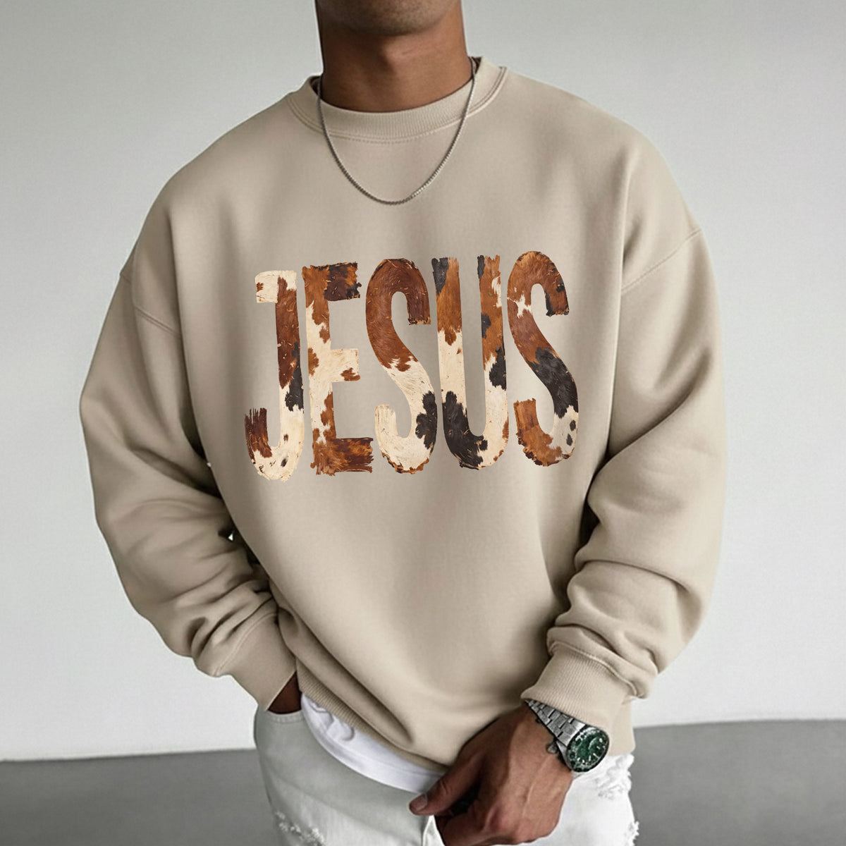 Rustic Faith: The Cow Print Jesus – Christian Patterns – Unisex Tshirt / Hoodie / Sweatshirt