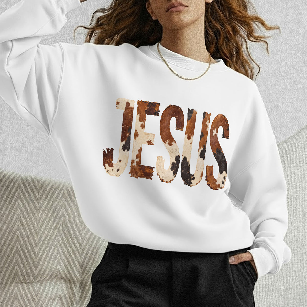 Rustic Faith: The Cow Print Jesus – Christian Patterns – Unisex Tshirt / Hoodie / Sweatshirt