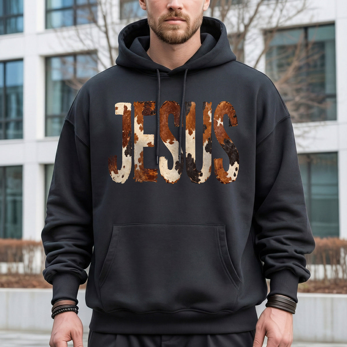 Rustic Faith: The Cow Print Jesus – Christian Patterns – Unisex Tshirt / Hoodie / Sweatshirt