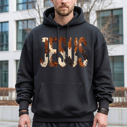 Rustic Faith: The Cow Print Jesus – Christian Patterns – Unisex Tshirt / Hoodie / Sweatshirt