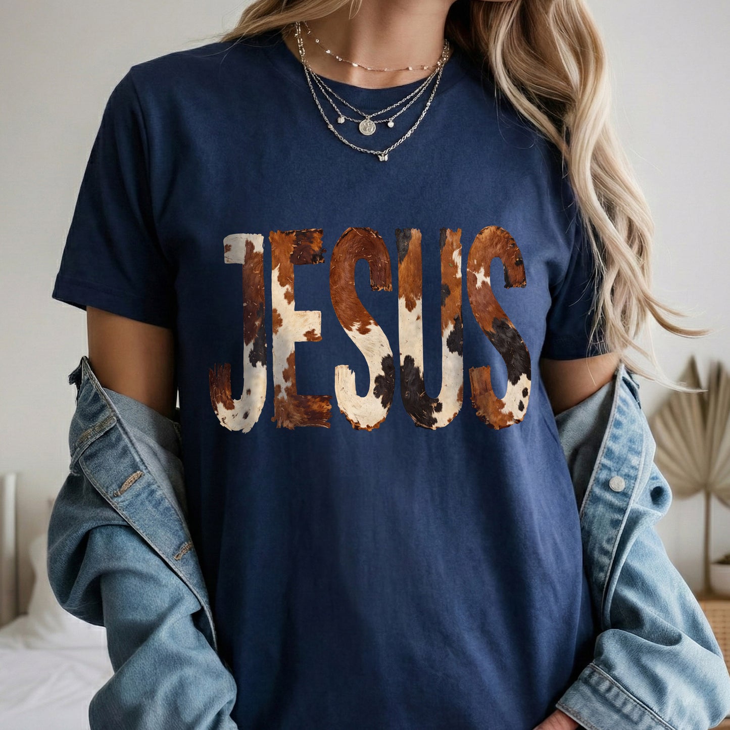 Rustic Faith: The Cow Print Jesus – Christian Patterns – Unisex Tshirt / Hoodie / Sweatshirt