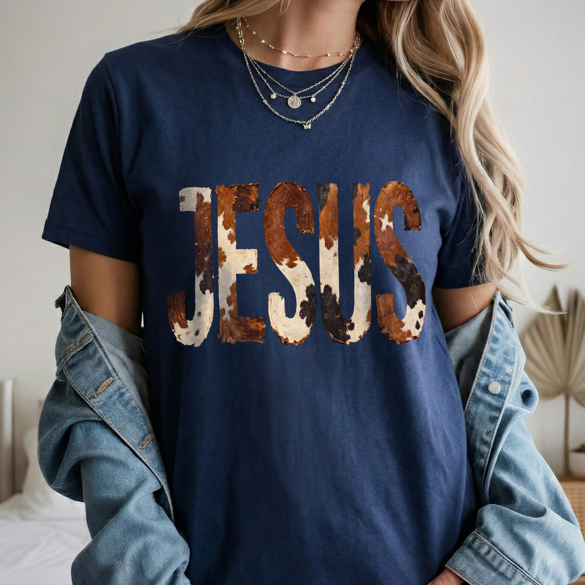 Rustic Faith: The Cow Print Jesus – Christian Patterns – Unisex Tshirt / Hoodie / Sweatshirt