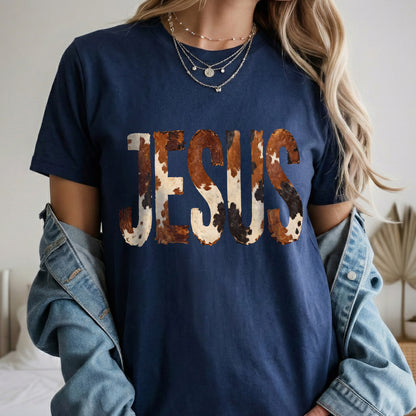 Rustic Faith: The Cow Print Jesus – Christian Patterns – Unisex Tshirt / Hoodie / Sweatshirt