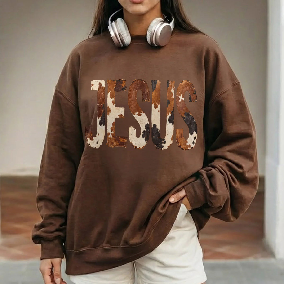 Rustic Faith: The Cow Print Jesus – Christian Patterns – Unisex Tshirt / Hoodie / Sweatshirt - Faith Guided Life