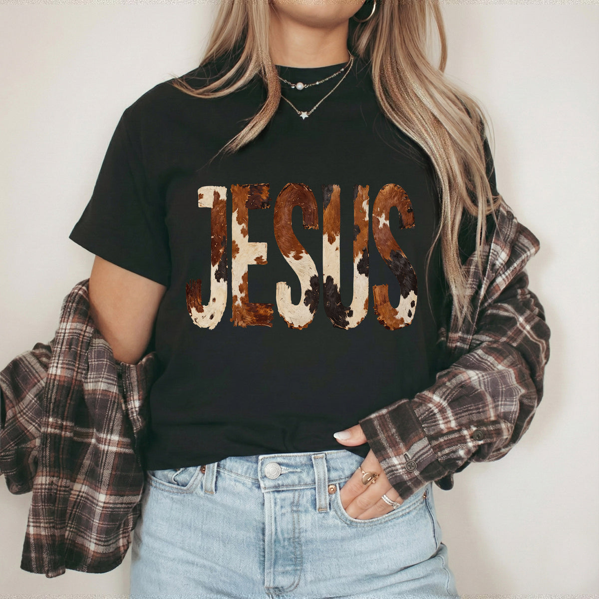Rustic Faith: The Cow Print Jesus – Christian Patterns – Unisex Tshirt / Hoodie / Sweatshirt
