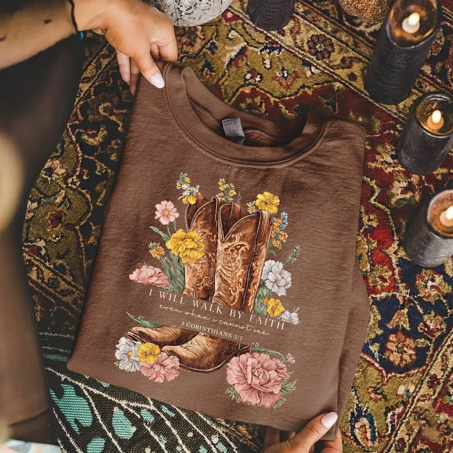 Boots & Blooms: Walk By Faith – Walk by Faith – Unisex Tshirt / Hoodie / Sweatshirt - Faith Guided Life