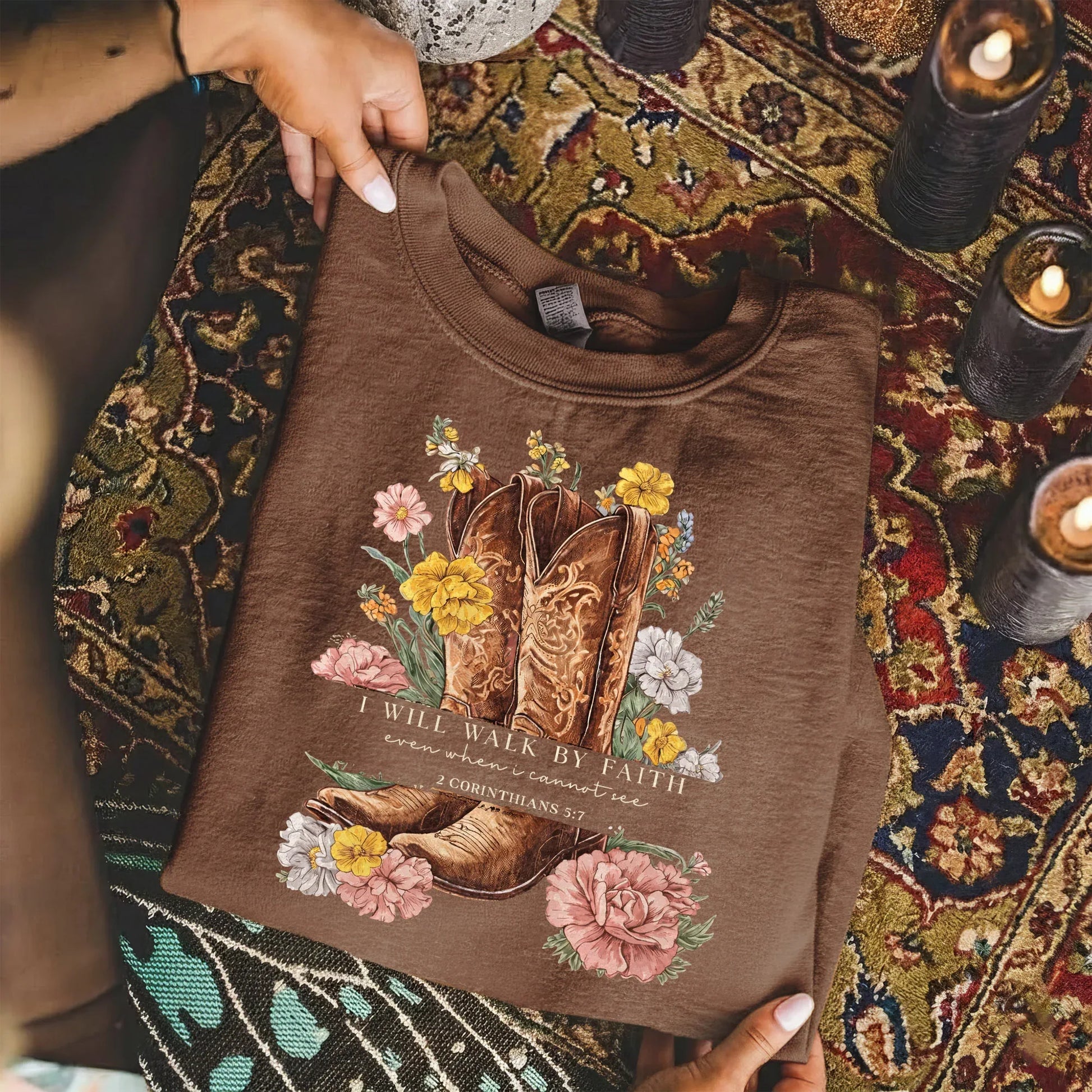 Boots & Blooms: Walk By Faith – Walk by Faith – Unisex Tshirt / Hoodie / Sweatshirt - Faith Guided Life