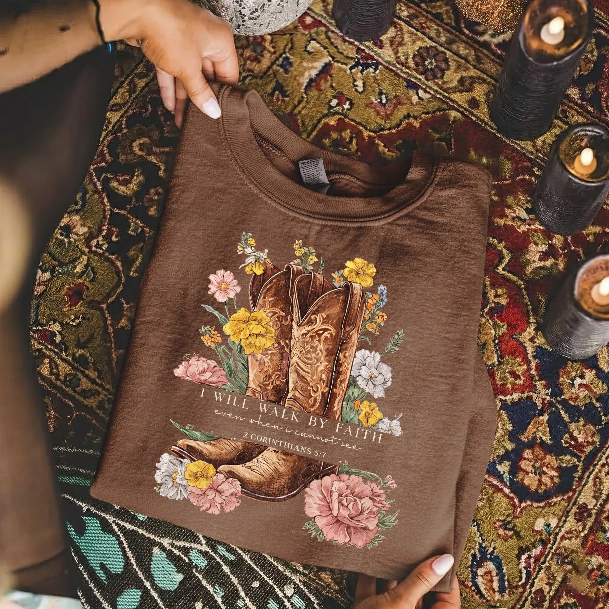 Boots & Blooms: Walk By Faith – Walk by Faith – Unisex Tshirt / Hoodie / Sweatshirt - Faith Guided Life