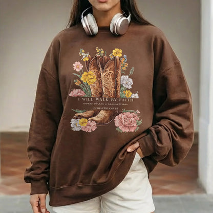 Boots & Blooms: Walk By Faith – Walk by Faith – Unisex Tshirt / Hoodie / Sweatshirt - Faith Guided Life
