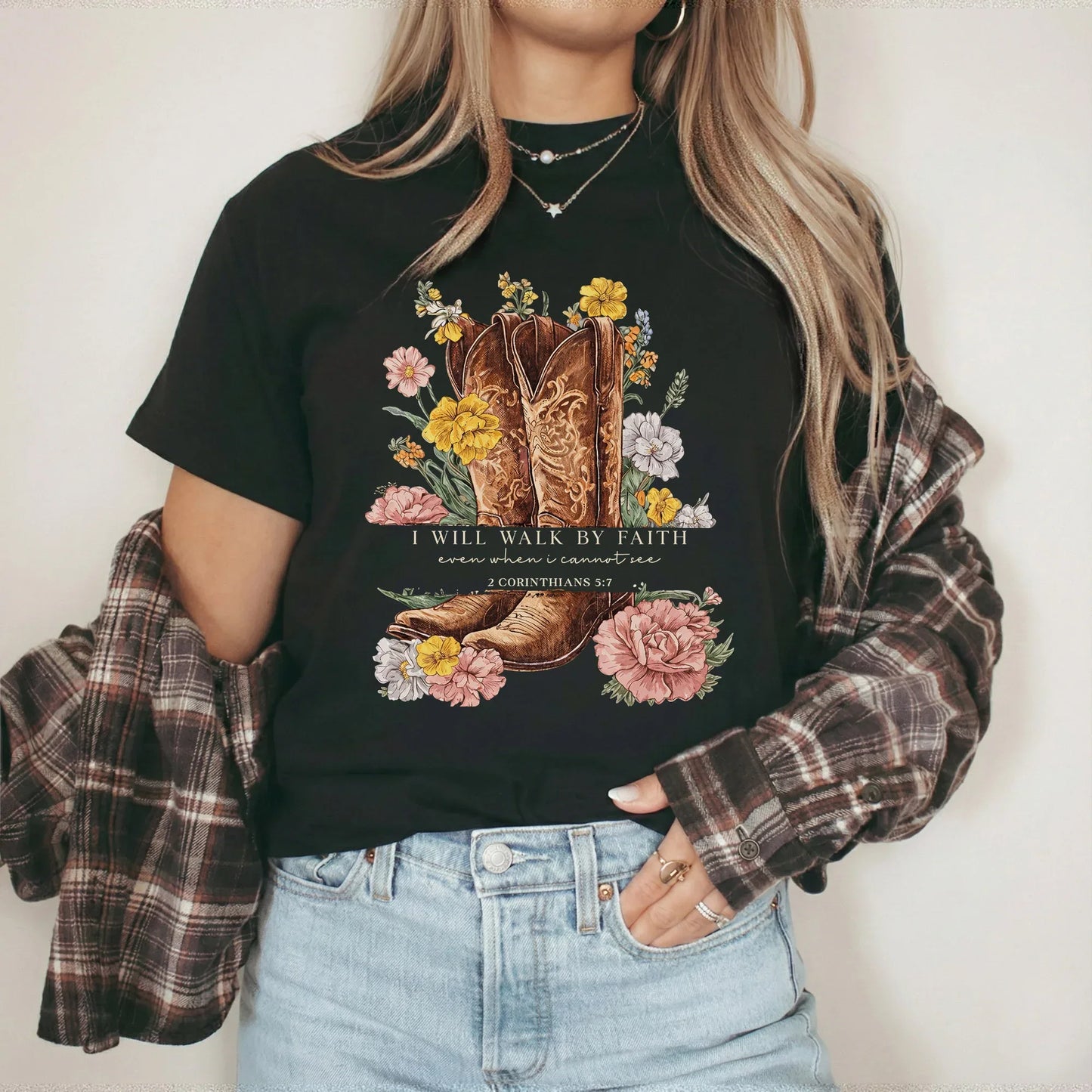 Boots & Blooms: Walk By Faith – Walk by Faith – Unisex Tshirt / Hoodie / Sweatshirt - Faith Guided Life