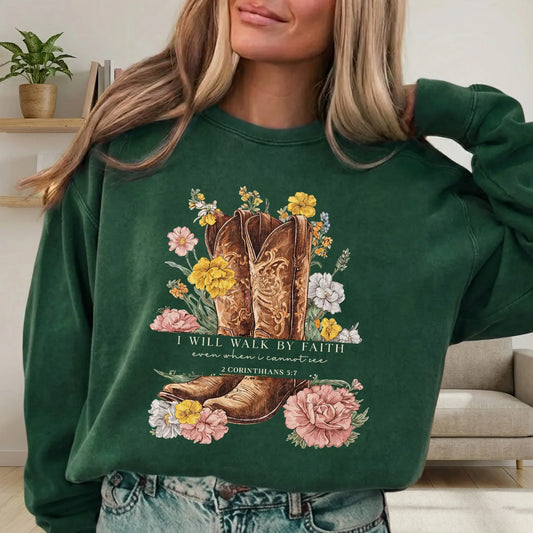 Boots & Blooms: Walk By Faith – Walk by Faith – Unisex Tshirt / Hoodie / Sweatshirt - Faith Guided Life